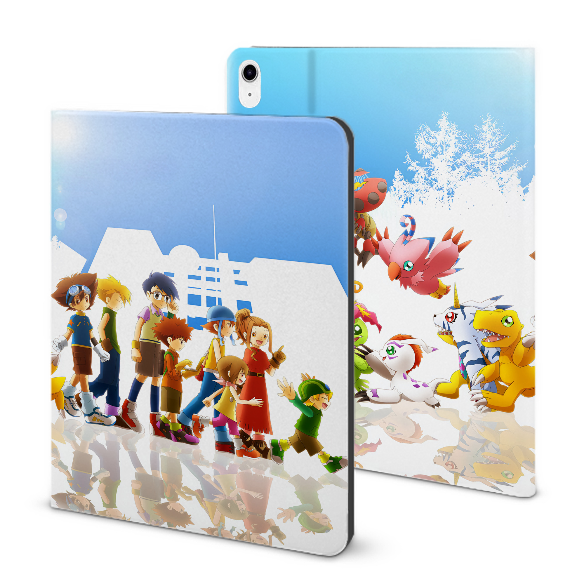 （画像用） Digimon デジタルモンスター/デジモン IPad ケース ブック型 PUレザー TPU 耐衝撃 軽量 薄型 ペン収納なし 全面保護 IPad 各モデル対応